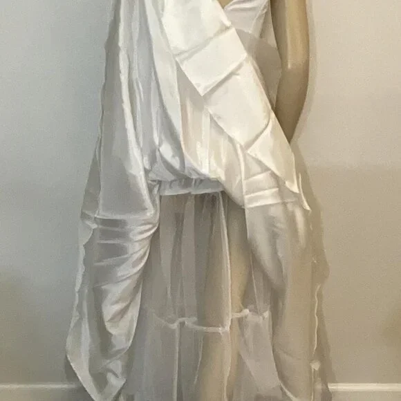 Aspeed white wedding gown corset rhinestone top 3-layer chiffon skirt EUC Size 4 - Picture 9 of 11